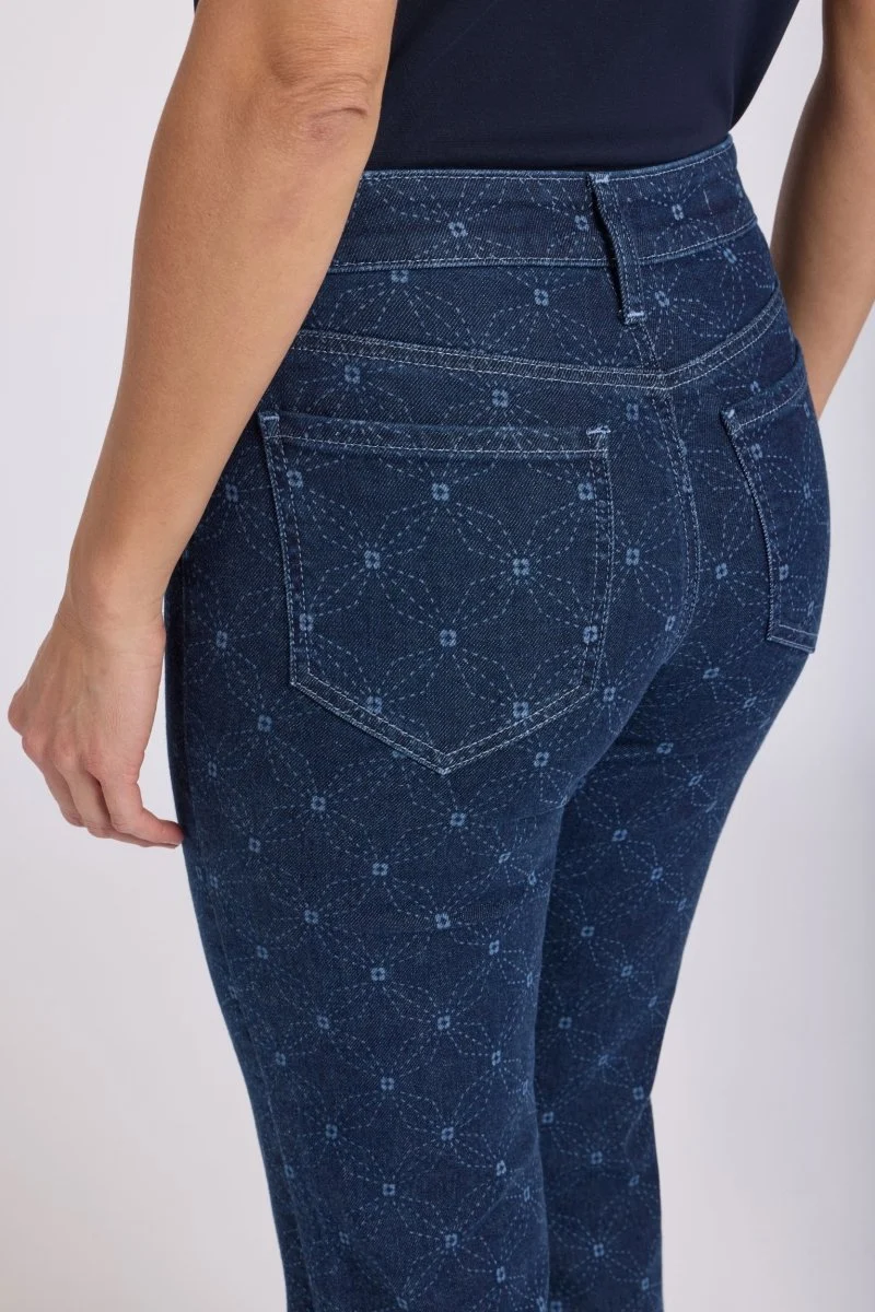 Marilyn Straight Ankle Jeans | Geo Flower Print