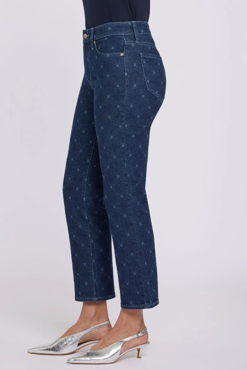 Marilyn Straight Ankle Jeans | Geo Flower Print