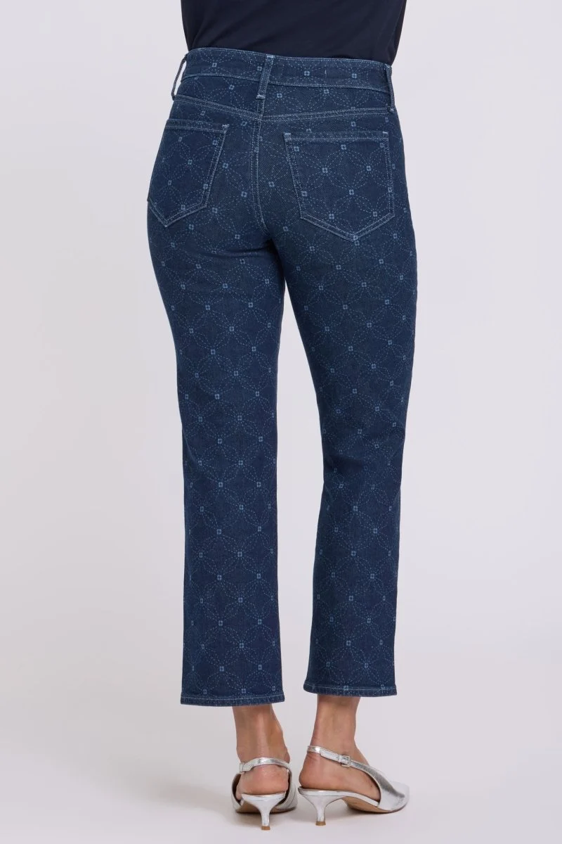 Marilyn Straight Ankle Jeans | Geo Flower Print
