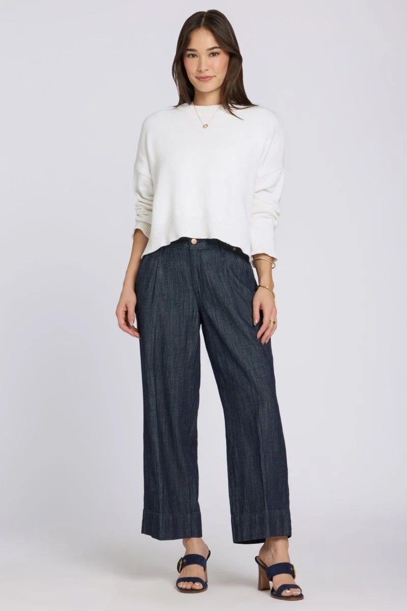 Teresa Wide Leg Ankle Jeans mit High Rise | Dark Indigo