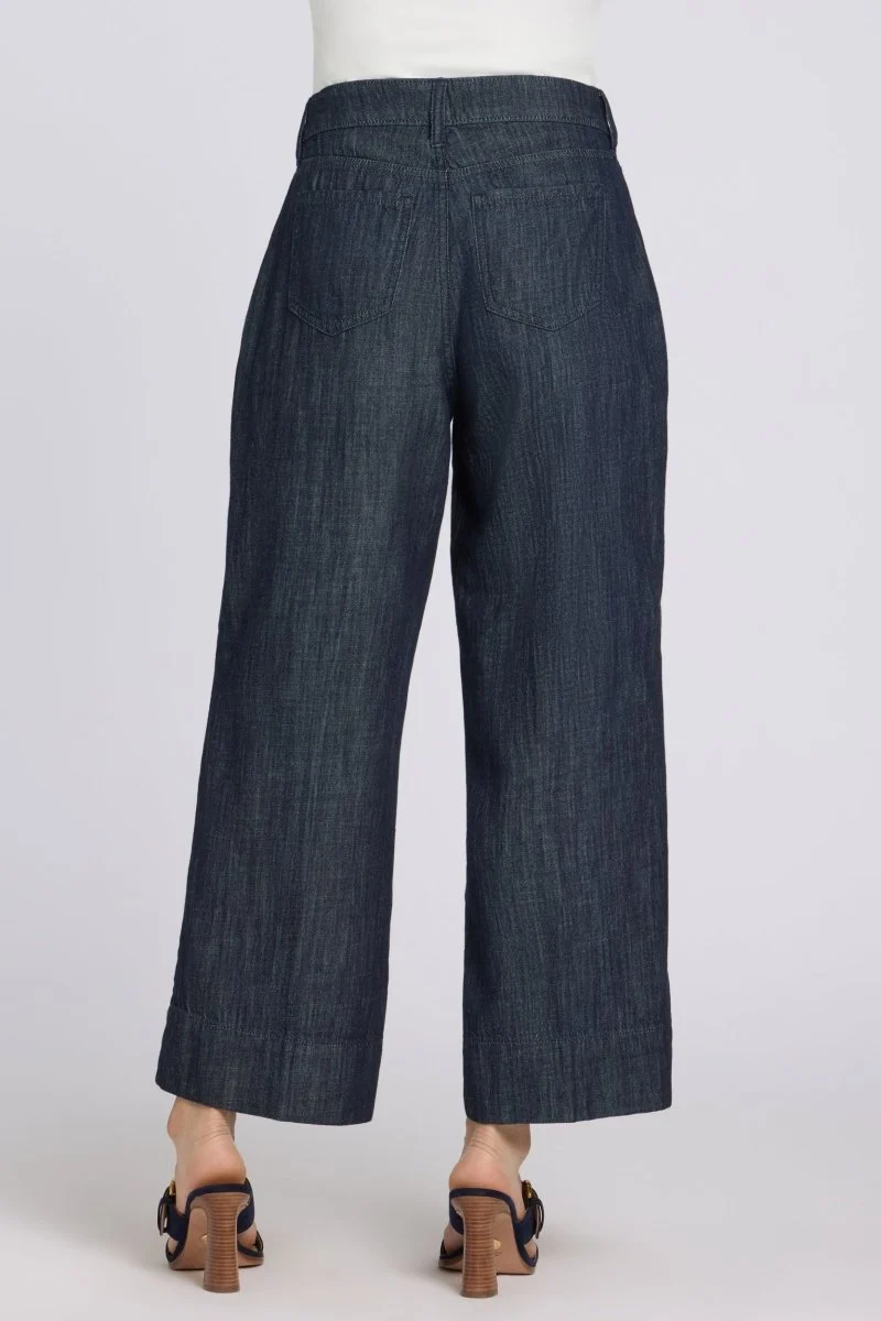 Teresa Wide Leg Ankle Jeans mit High Rise | Dark Indigo