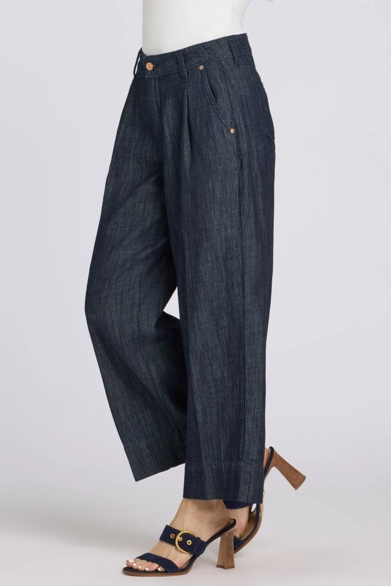 Teresa Wide Leg Ankle Jeans mit High Rise | Dark Indigo