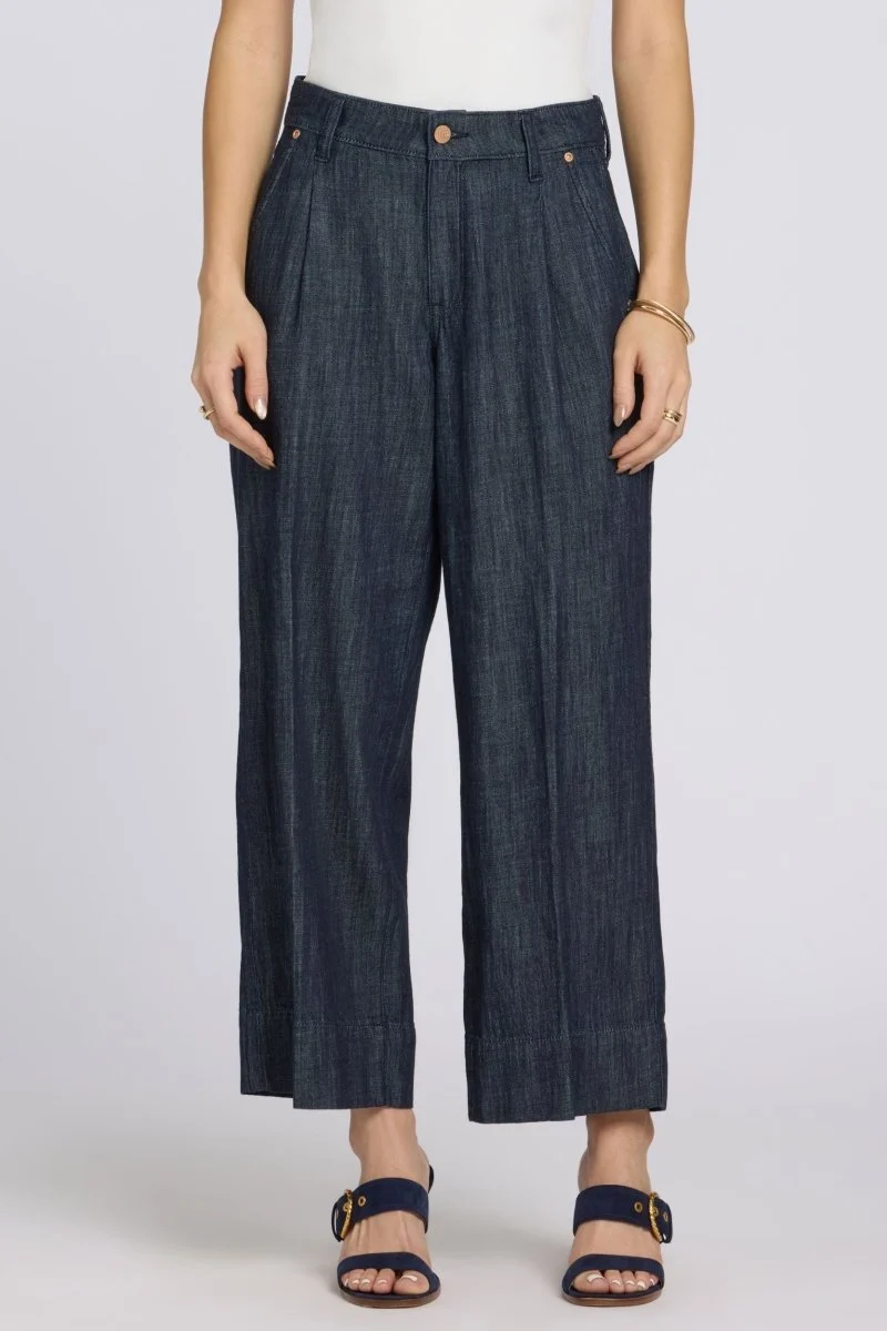 Teresa Wide Leg Ankle Jeans mit High Rise | Dark Indigo