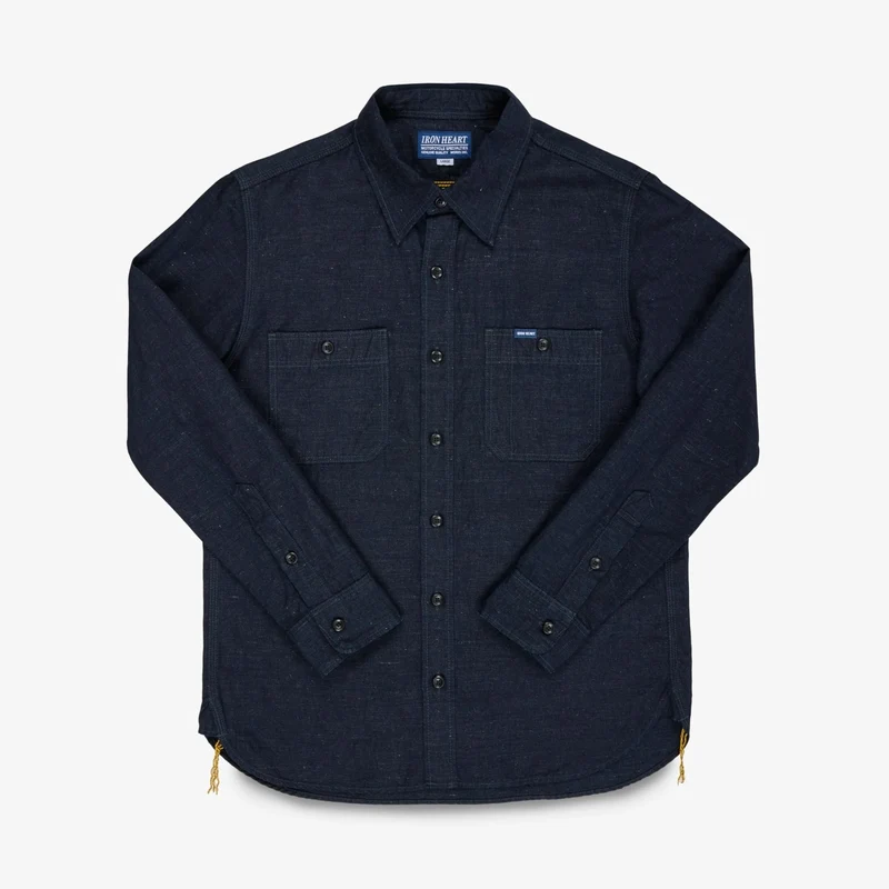 IHSH-443-IND 7 oz. Cotton Linen Chambray Work Shirt Indigo