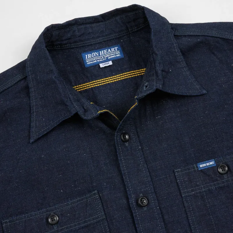 IHSH-443-IND 7 oz. Cotton Linen Chambray Work Shirt Indigo