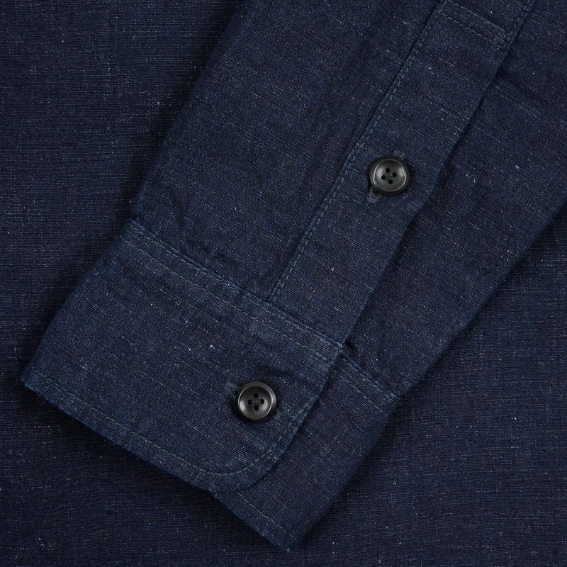 IHSH-443-IND 7 oz. Cotton Linen Chambray Work Shirt Indigo