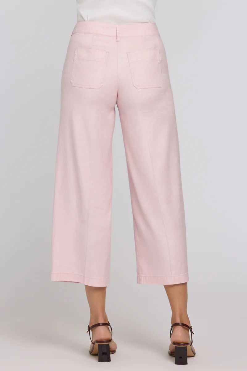 Wide Leg Cargo Capri Hosen aus Stretchleinen | Light Lilac