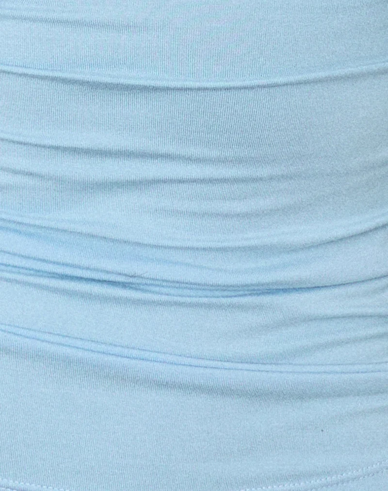 Lilro Langarm-Top mit tiefem Ausschnitt und Fledermausärmeln in Cool Blue