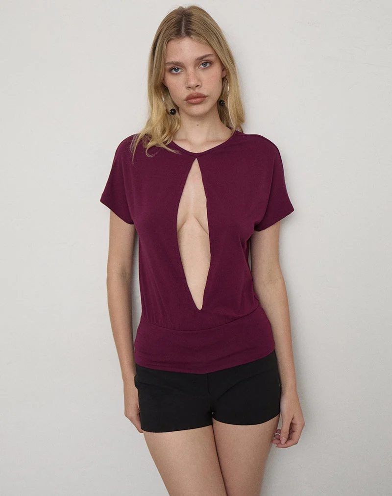 Krystle-Top mit großem Schlüssellochausschnitt in Deep Purple
