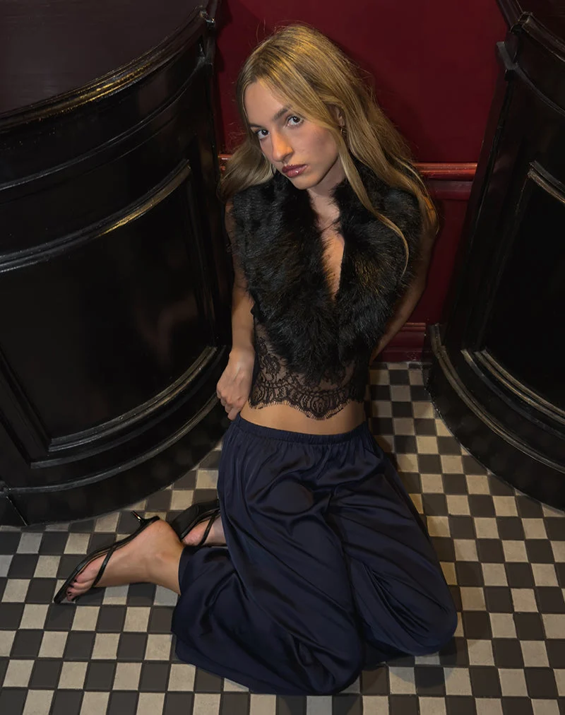 Hestama Ballonhose aus Satin in Marineblau