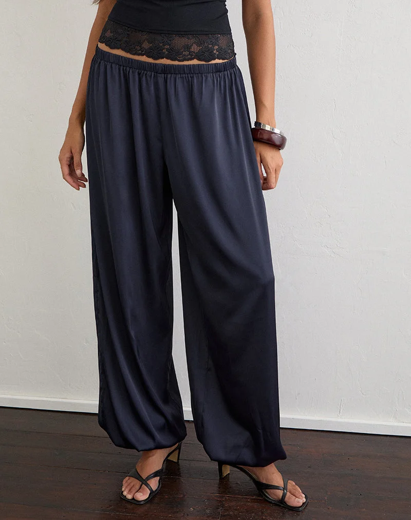 Hestama Ballonhose aus Satin in Marineblau