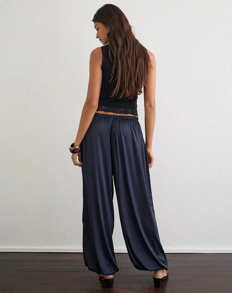 Hestama Ballonhose aus Satin in Marineblau