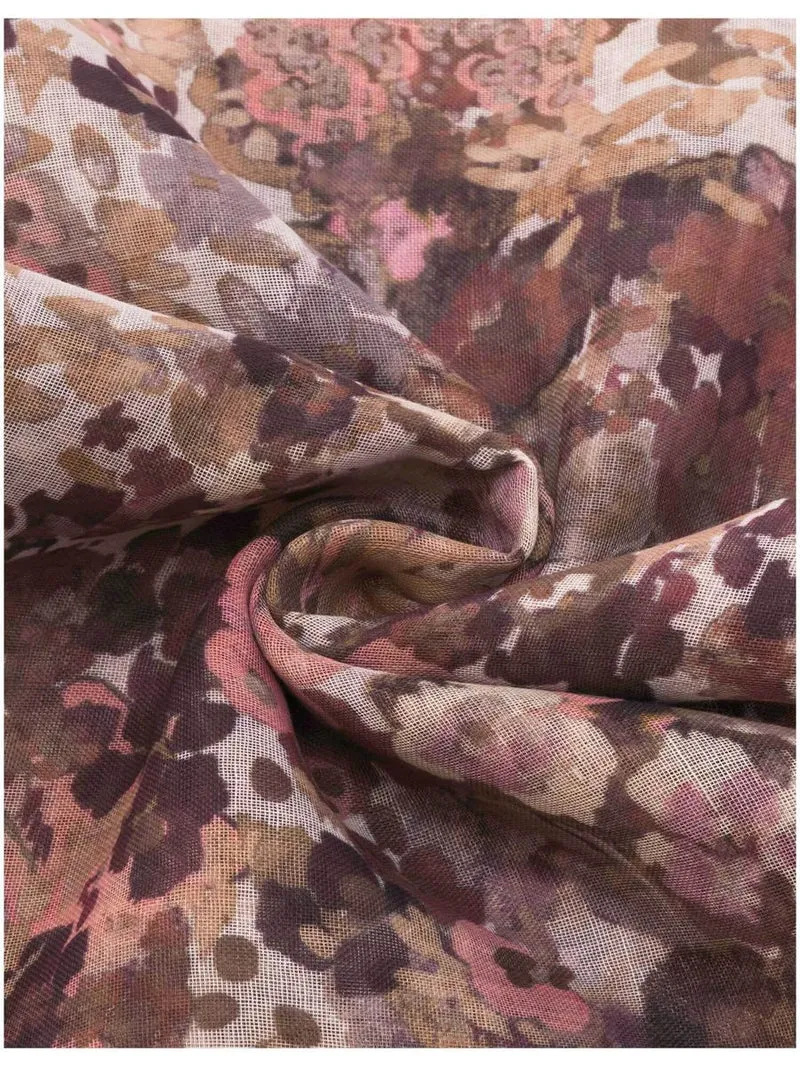 recyceltes Polyester Schal Sustainability Edition - Schal mit Millefleur Aquarell-Design