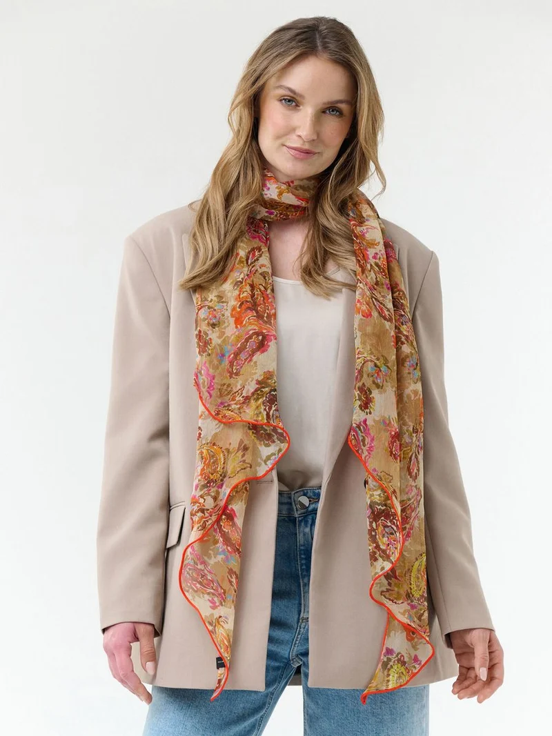 Seide Schal Langer Seidenschal mit Paisley-Design im Bias Cut