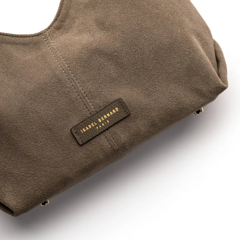 Isabel Bernard Honoré Grace Mini taupefarbene Wildleder-Handtasche IB21132-178