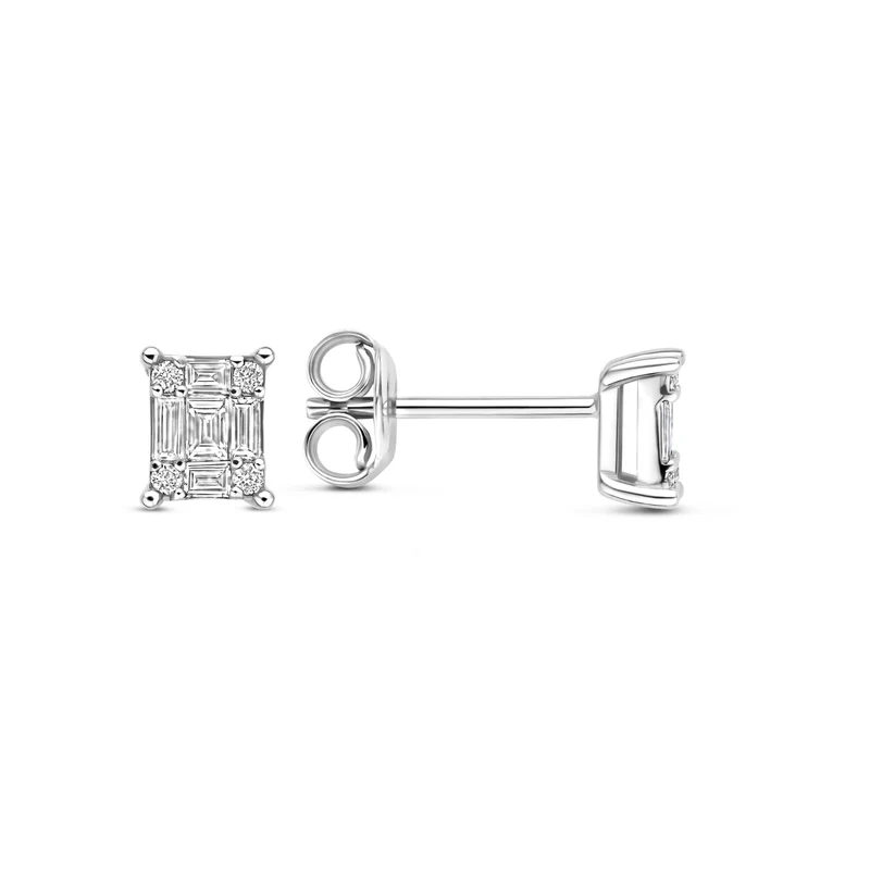 Isabel Bernard De la Paix Maxime 14 karat whitegold stud ear studs with diamond 0.22 carat IBD360031