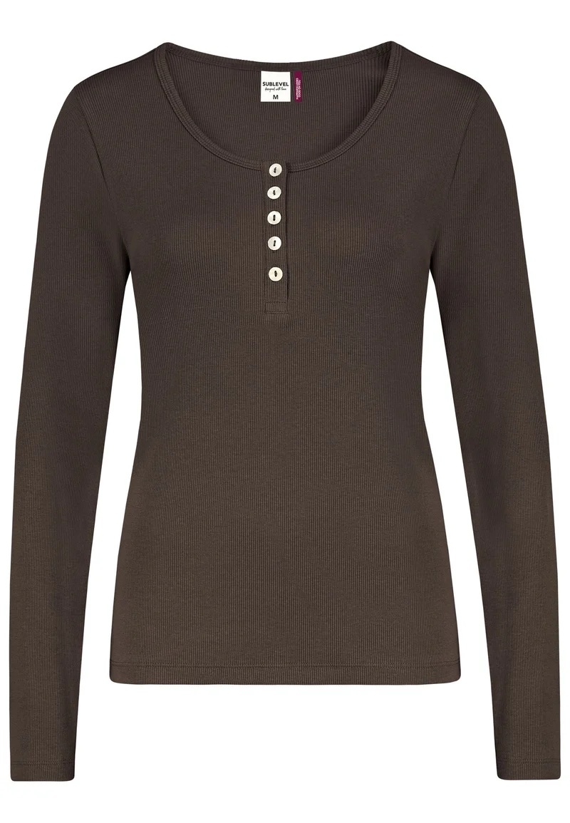 Langarmshirt Damen Knopfleiste