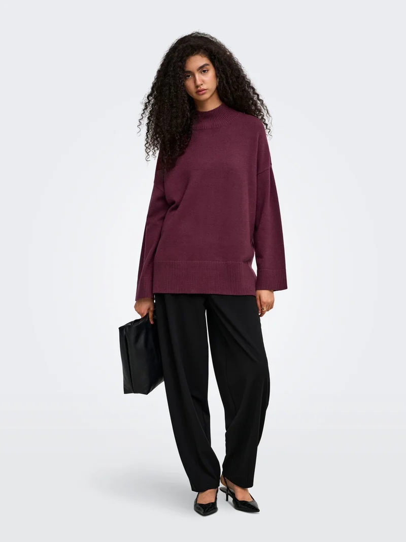 ONLMARY LS HIGH NECK SLIT KNT NOOS