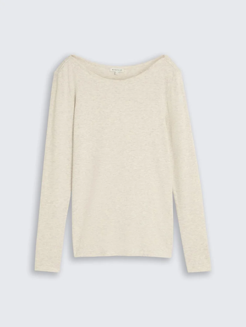 Slim Fit Langarmshirt mit U-Boot-Ausschnitt