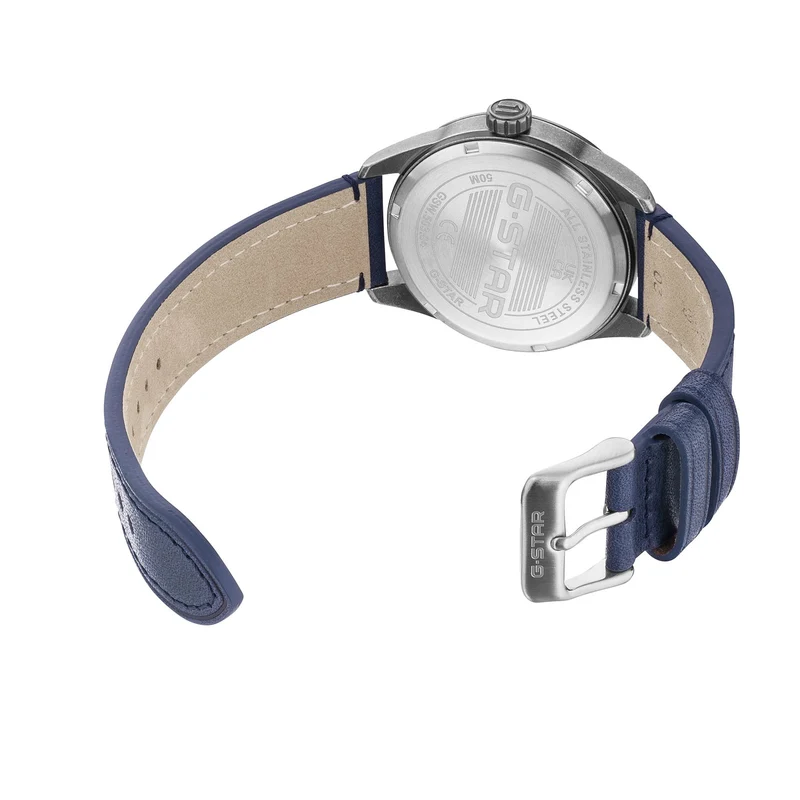G-STAR Originals Blaue Leder-Herrenuhr GSW.503.04