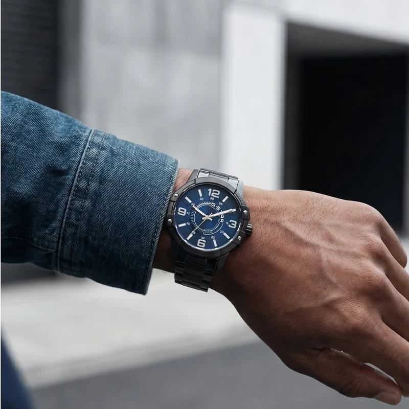 G-STAR Constructed Schwarze Stahl-Herrenuhr GSW.506.09