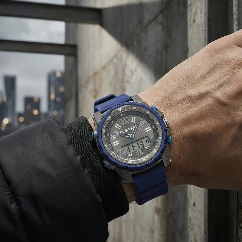 G-STAR Ops01 Grau-Blaue Ana-Digi Herrenuhr GSW.502.04