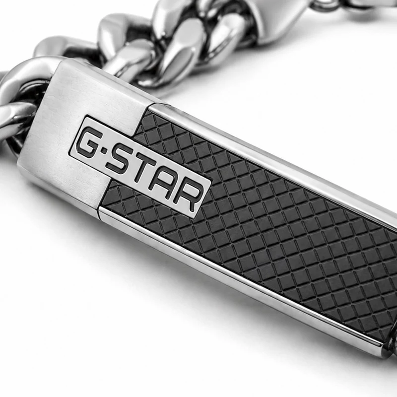 G-STAR Mtrx Silbernes und Schwarzes Stahlarmband GSJ.105.02