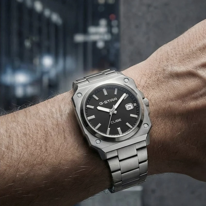 G-STAR Cube Silberfarbene Herrenuhr GSW.508.05