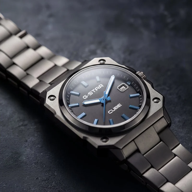 G-STAR Cube Gunmetal Analoge Herrenuhr GSW.508.07