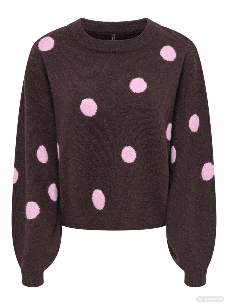 Damen Strickpullover mit Punkten & Rundhalsausschnitt