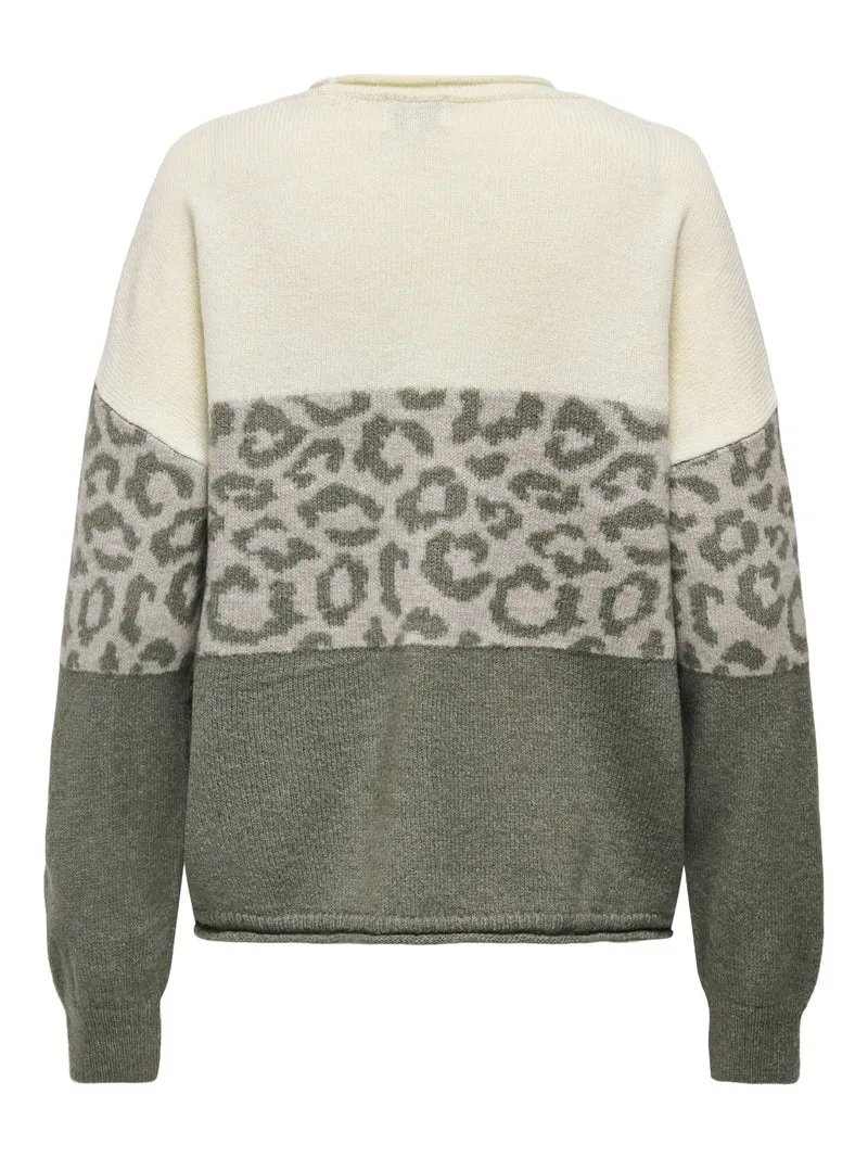Damen Strickpullover mit Rundhalsausschnitt & tief angesetzten Schultern in Grün