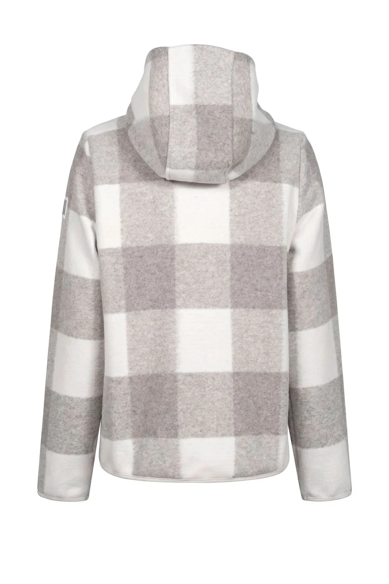 Damen Übergangsjacke in Wolloptik mit Karomuster & Kapuze