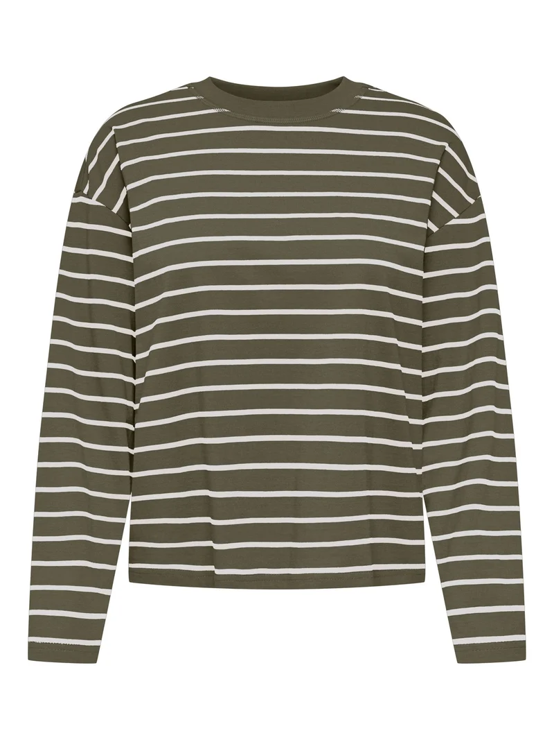 ONLHAPPY L/S O-NECK STRIPE TEE JRS Kalamata/Cloud dancer lena stripe