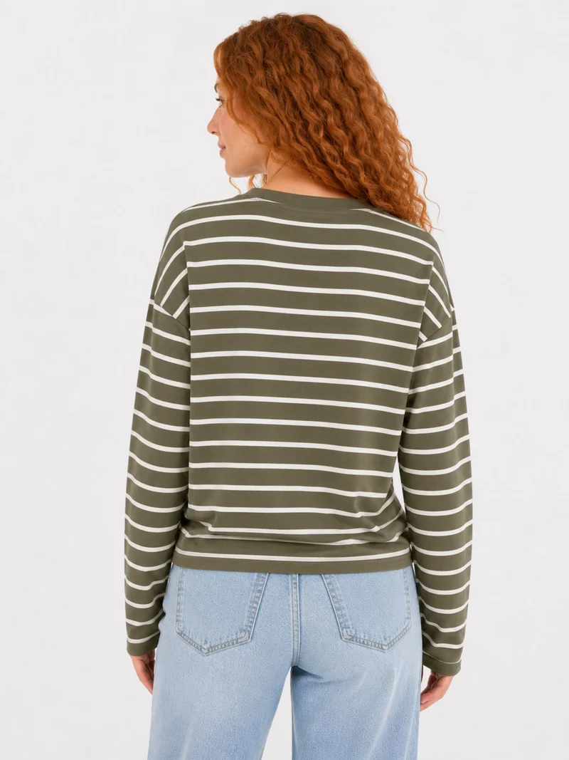 ONLHAPPY L/S O-NECK STRIPE TEE JRS Kalamata/Cloud dancer lena stripe