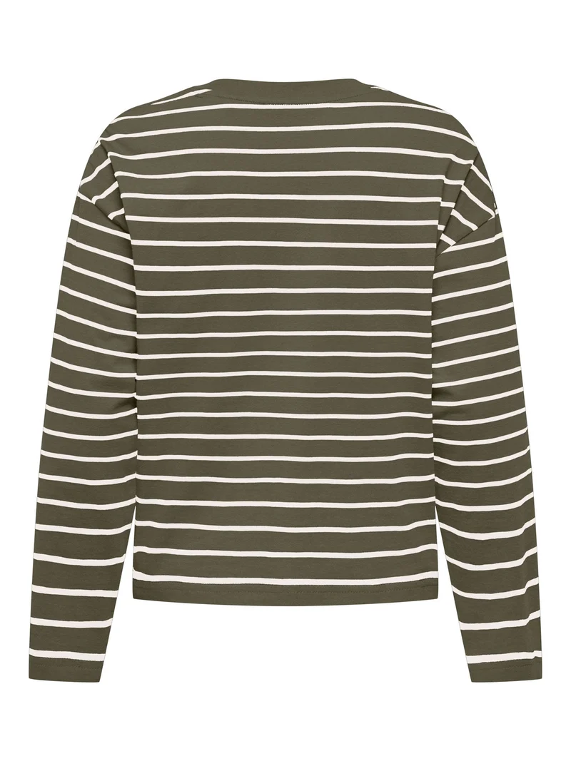 ONLHAPPY L/S O-NECK STRIPE TEE JRS Kalamata/Cloud dancer lena stripe