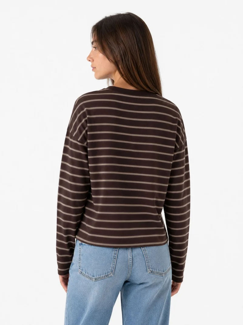 ONLHAPPY L/S O-NECK STRIPE TEE JRS Coffee Bean/Taupe gray lena