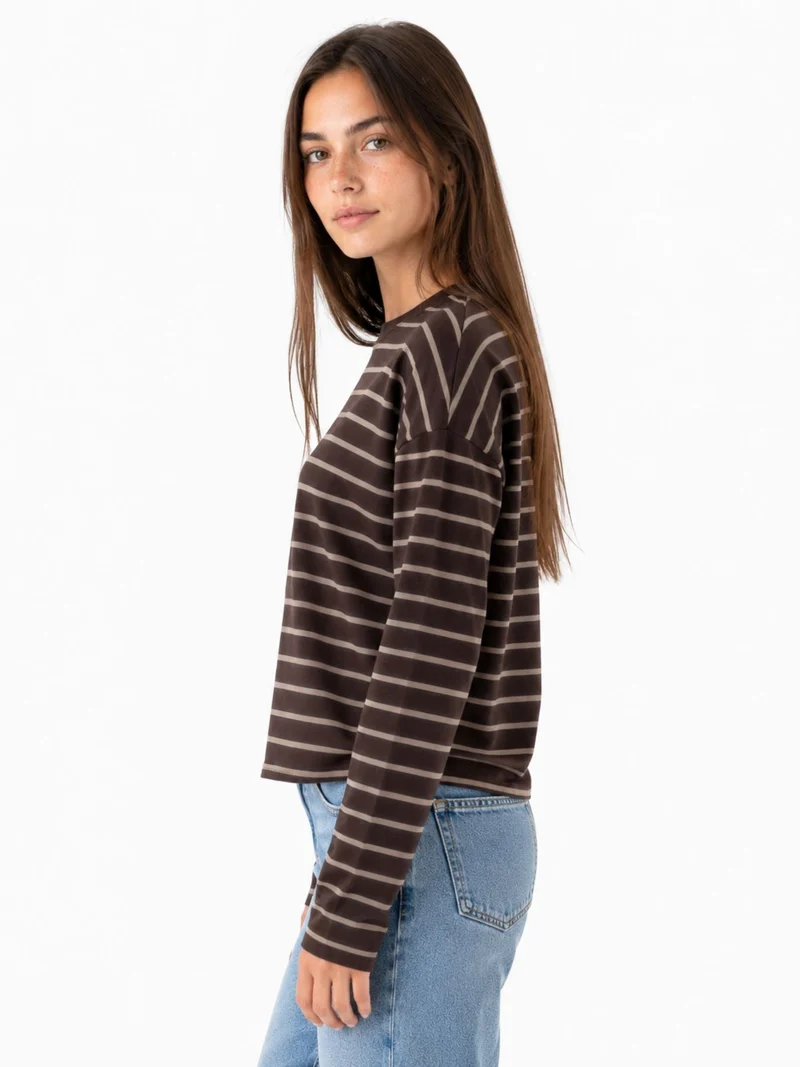 ONLHAPPY L/S O-NECK STRIPE TEE JRS Coffee Bean/Taupe gray lena
