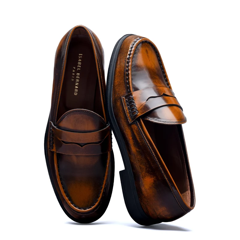 Isabel Bernard Vendôme Blandine cognacfarbene Spazzolato-Leder Loafer IB51015-636-35