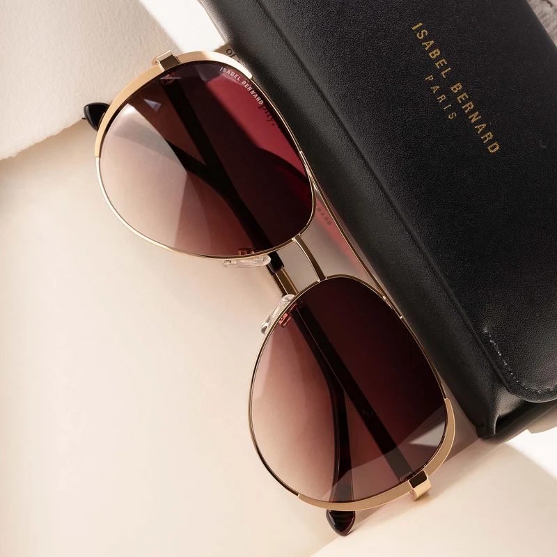 Isabel Bernard La Villette Ruby Goldfarbene Aviator Sonnenbrille IB400004-15-14