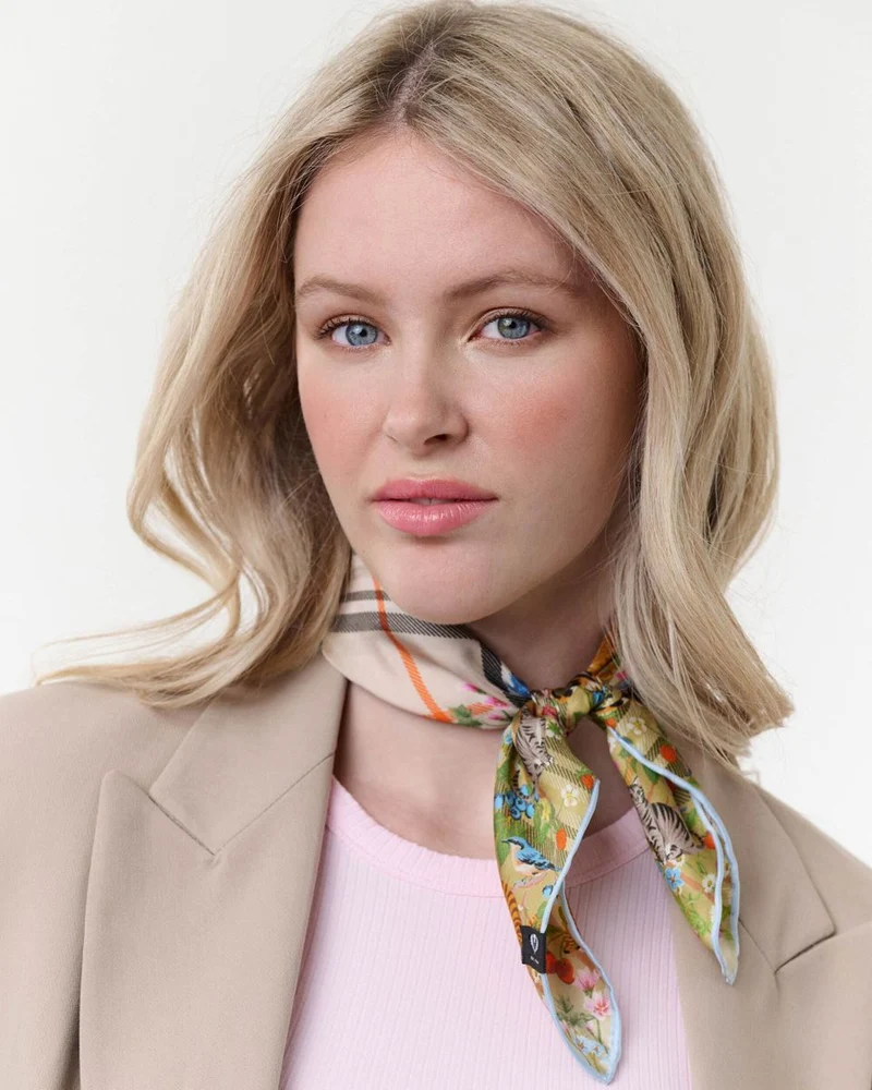 Nickituch Seidentuch mit FRAAS Plaid Karo und Tier-Print