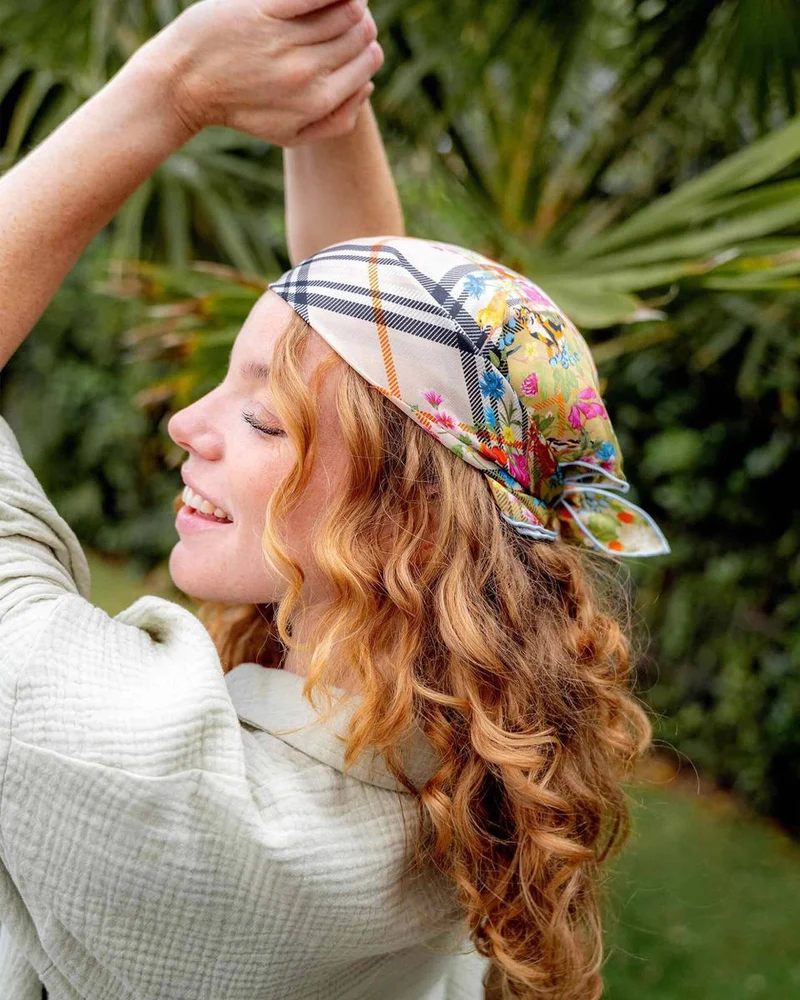 Nickituch Seidentuch mit FRAAS Plaid Karo und Tier-Print