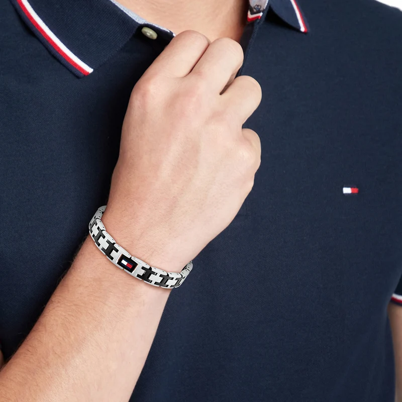 Tommy Hilfiger Edelstahl Silberfarbenes Herren Gliederarmband TJ2790684