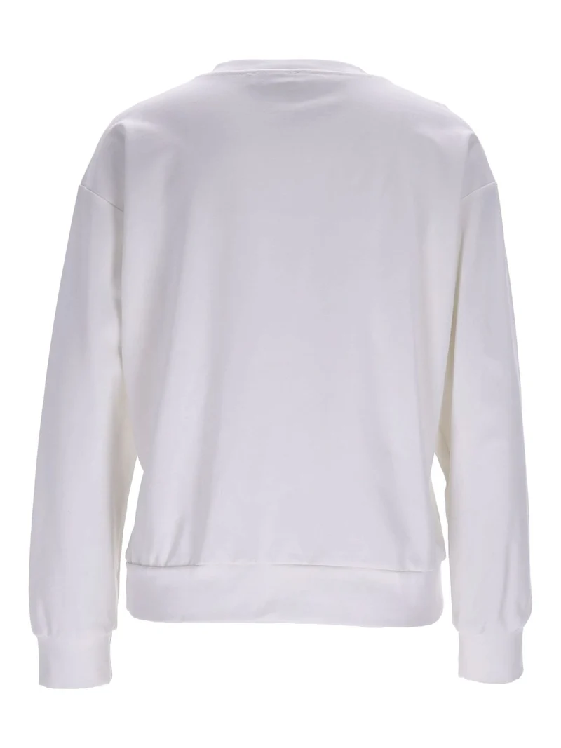 Damen Sweatshirt mit Blumenstickerei – Weiß