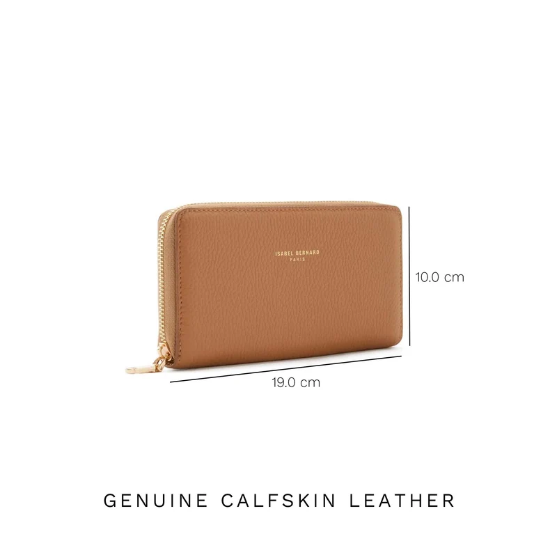 Isabel Bernard Honoré Léa Camel Kalbsleder Portemonnaie mit Reißverschluss IB23023