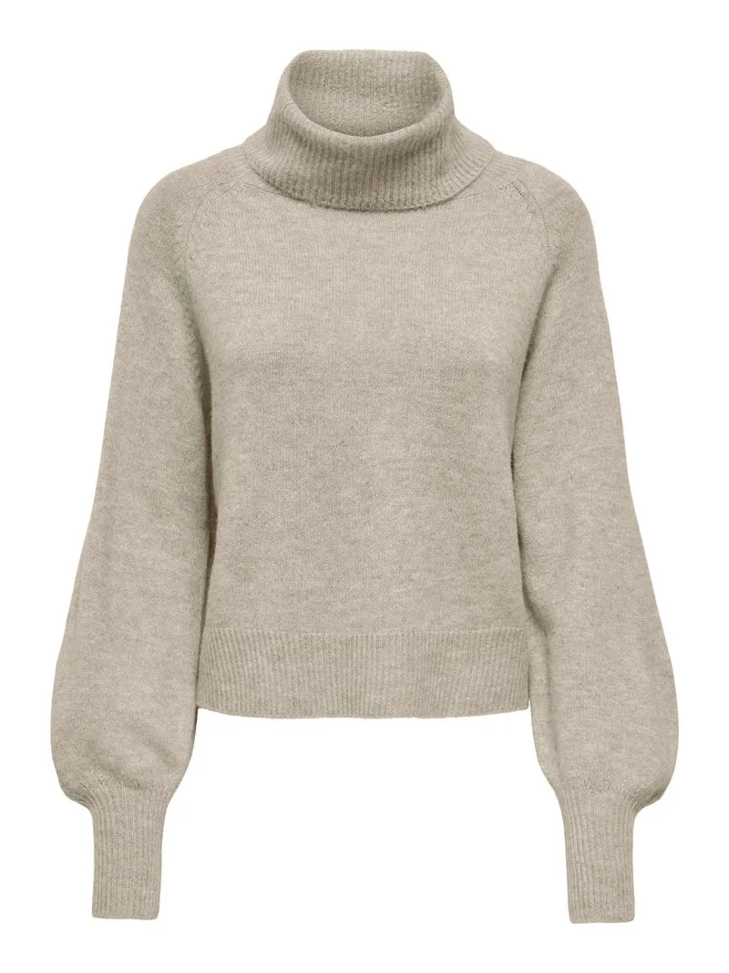 Damen Rollkragen-Strickpullover in Humus Melange von Only