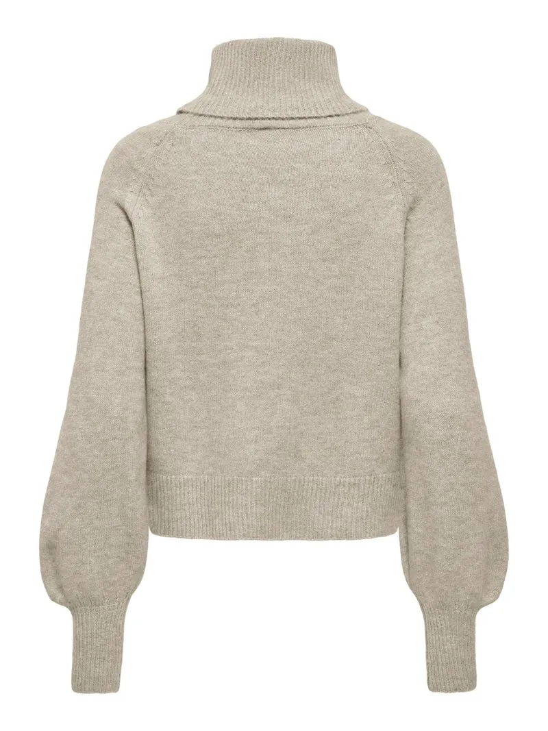Damen Rollkragen-Strickpullover in Humus Melange von Only