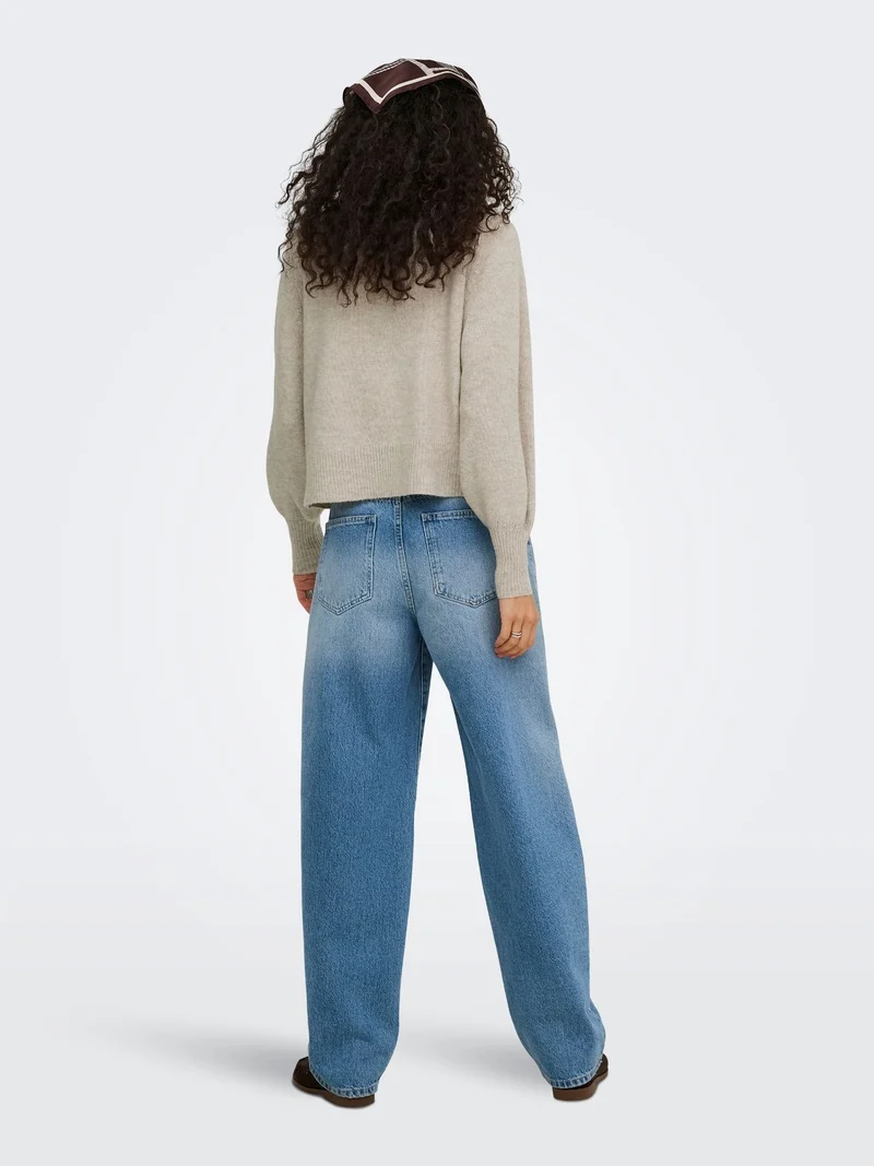 Damen Rollkragen-Strickpullover in Humus Melange von Only