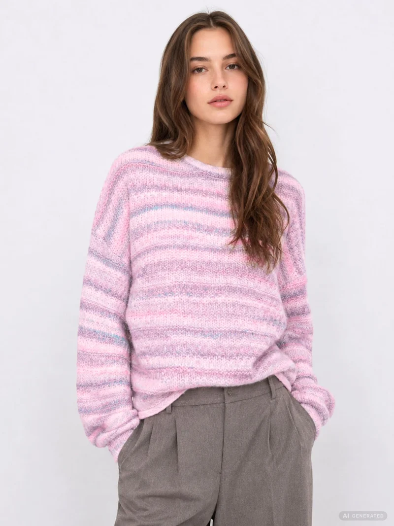 Damen Strickpullover in Cyclamen Space Dyed von Only