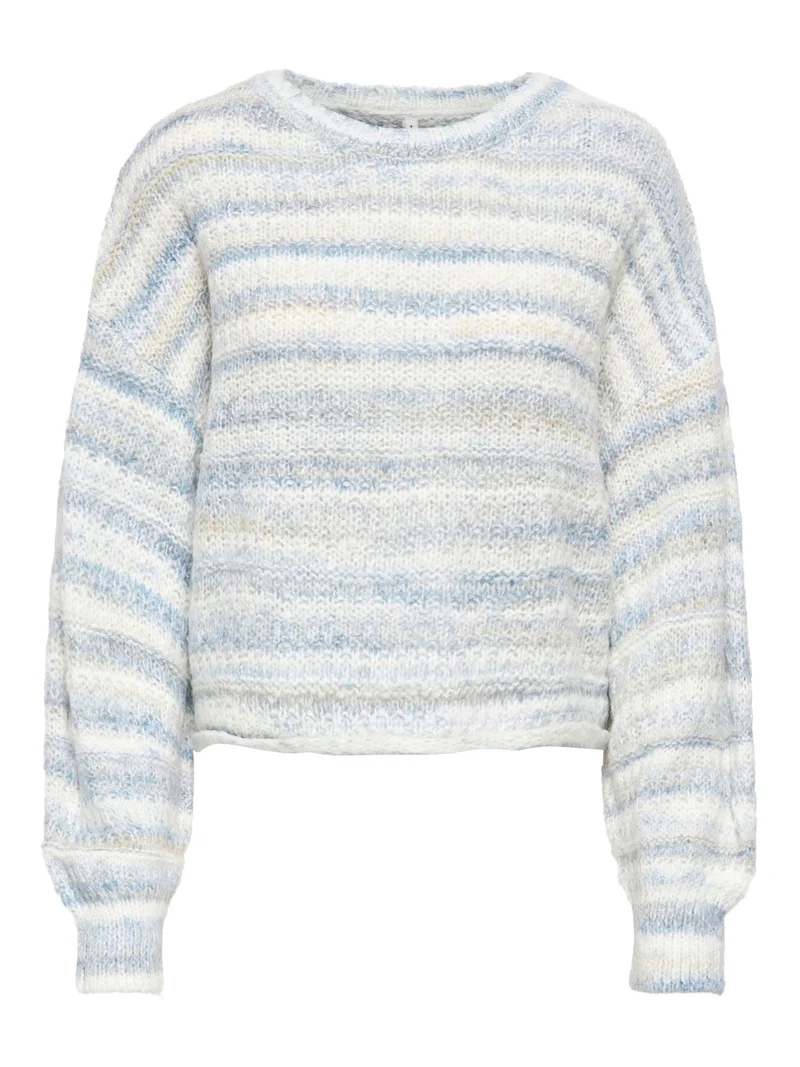 Damen Strickpullover in Cloud Dancer & Windward Blue von Only