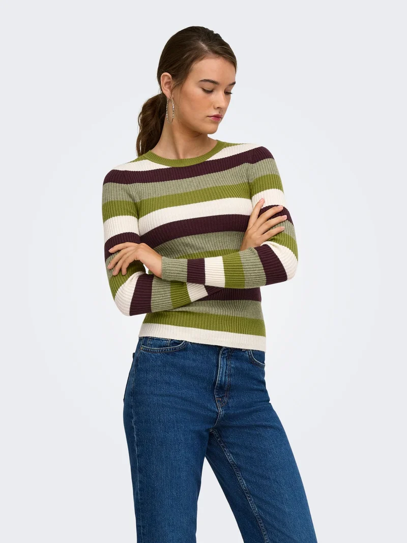 Damen Strickpullover in Cardamom Seed, Birch, Fudge & Sphagnum von Only